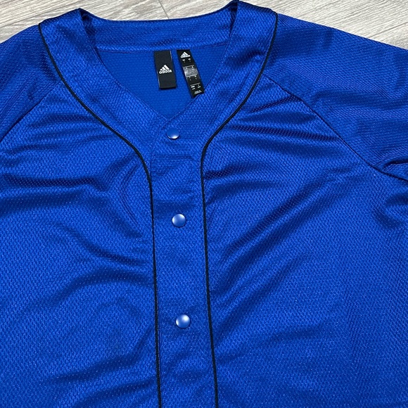 5/$7 💰 Adidas Athletic Baseball Jersey Mesh Button Shirt Royal Blue - Picture 7 of 16